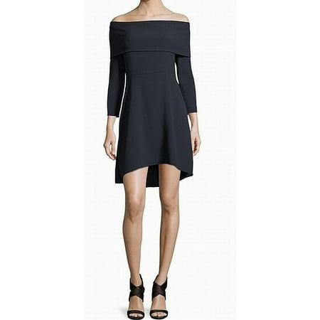 Navy Womens Off Shoulder Hi Low Sheath Dress 0