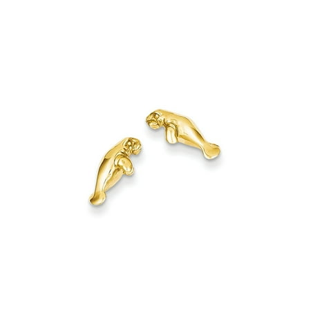 - 14K Yellow Gold Mini Manatee Post Earrings