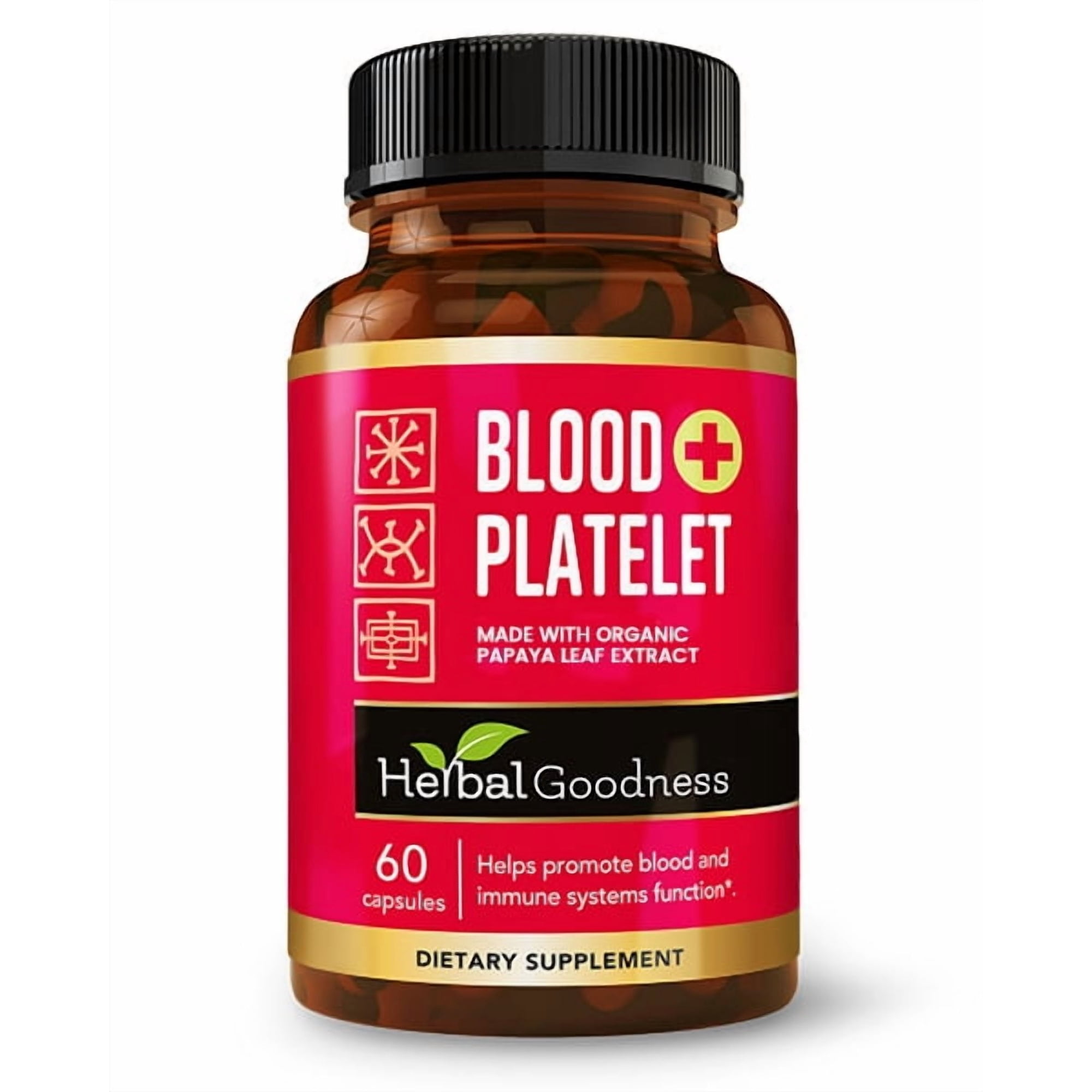Blood Platelets Supplements, Papaya Leaf, Papaya Pills, Blood Support Formula, Cleanse, Detox Capsule, 60/500mg, Herbal Goodness