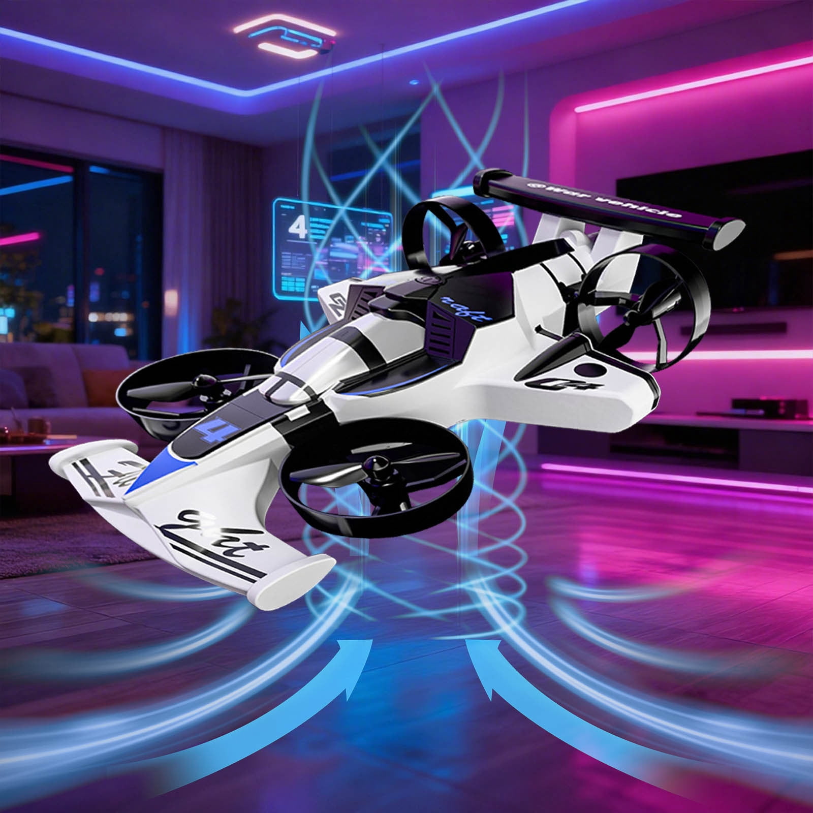 2-in-1 Air Flying RC Car, Qiopertar Under $5 Mode RC Car With Air Flying Remote Control Foam Stunt Car Sensor LED Lights Rechargeable Crash Toy For KidsAnd Adults