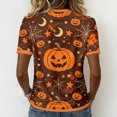 thumbnail image 5 of SIYUDAN Womens Halloween Shirts V Neck Short Sleeve Pumpkin Shirts for Women Womens Graphic Tshirts Orange Halloween Shirt Women Fall Shirt, Size S, 5 of 6