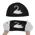 thumbnail image 5 of Unique Bargains 1 Pc Knitted PU Elastic Swans Pattern Swim Cap Black White, 5 of 5