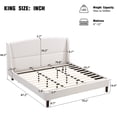 thumbnail image 3 of Noble House King Size Bed Set, Upholstered Platform Bed with Wingback Headboard,white, 3 of 9
