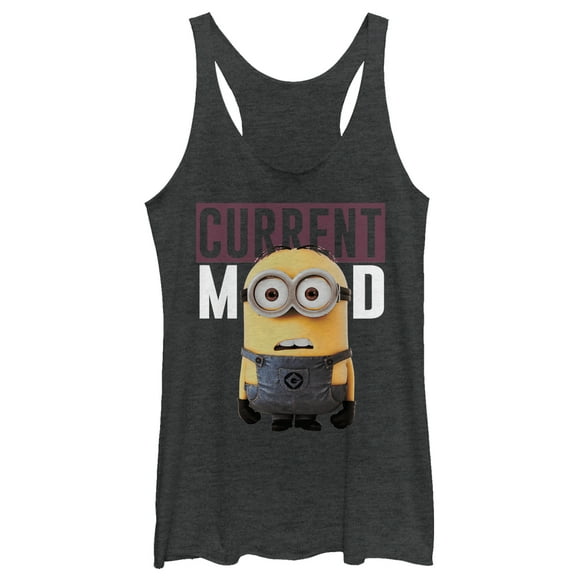 Women's Despicable Me Minions Current Mood  Racerback Tank Top Black Heather X Large