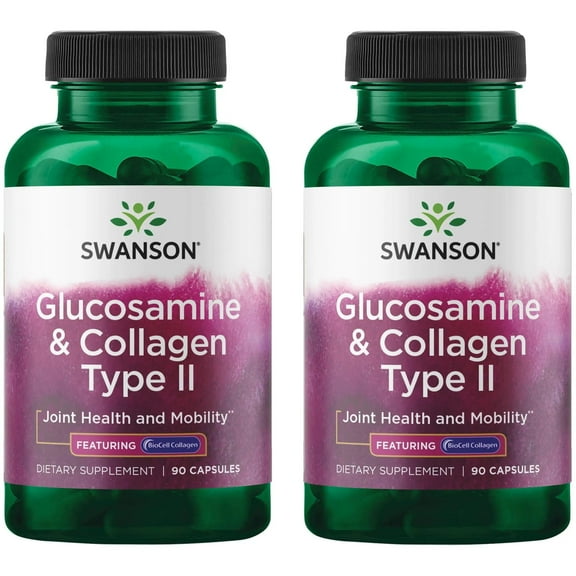 Swanson Glucosamine & Collagen Type II - Featuring BioCell Collagen 90 Capsules (2 Pack)