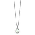 thumbnail image 2 of 925 Sterling Silver Necklace with Pendants Chain Rhodium Polished Simulated Opal & CZ 18 inch, 2 of 3