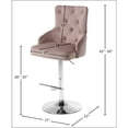 thumbnail image 6 of Meridian Furniture Claude 34.5"H Velvet Adjustable Bar Stool in Pink, 6 of 7