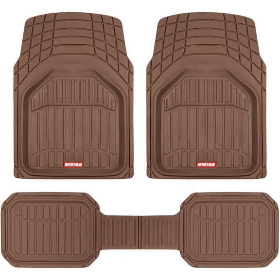 Motor Trend 943-BW FlexTough Defender Car Floor Mats Next Generation Deep Dish Heavy Duty Contour Liners for Car SUV Truck & Van-All Weather Protection, Trim to Fit Most Vehicles