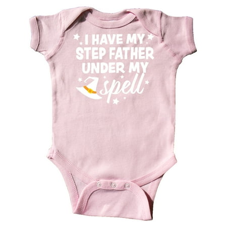 

Inktastic I Have My Step Father Under My Spell with Cute Witch Hat Gift Baby Boy or Baby Girl Bodysuit