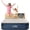 Warm Gray / Blue, variant on Dr. Air Full Air Mattress, 18” Raised Inflatable Bed with Built-in Pump, Waterproof Velvety Top, Ergonomic Design, Reinforced Support, and Carry Bag for Home, Camping, and Guests