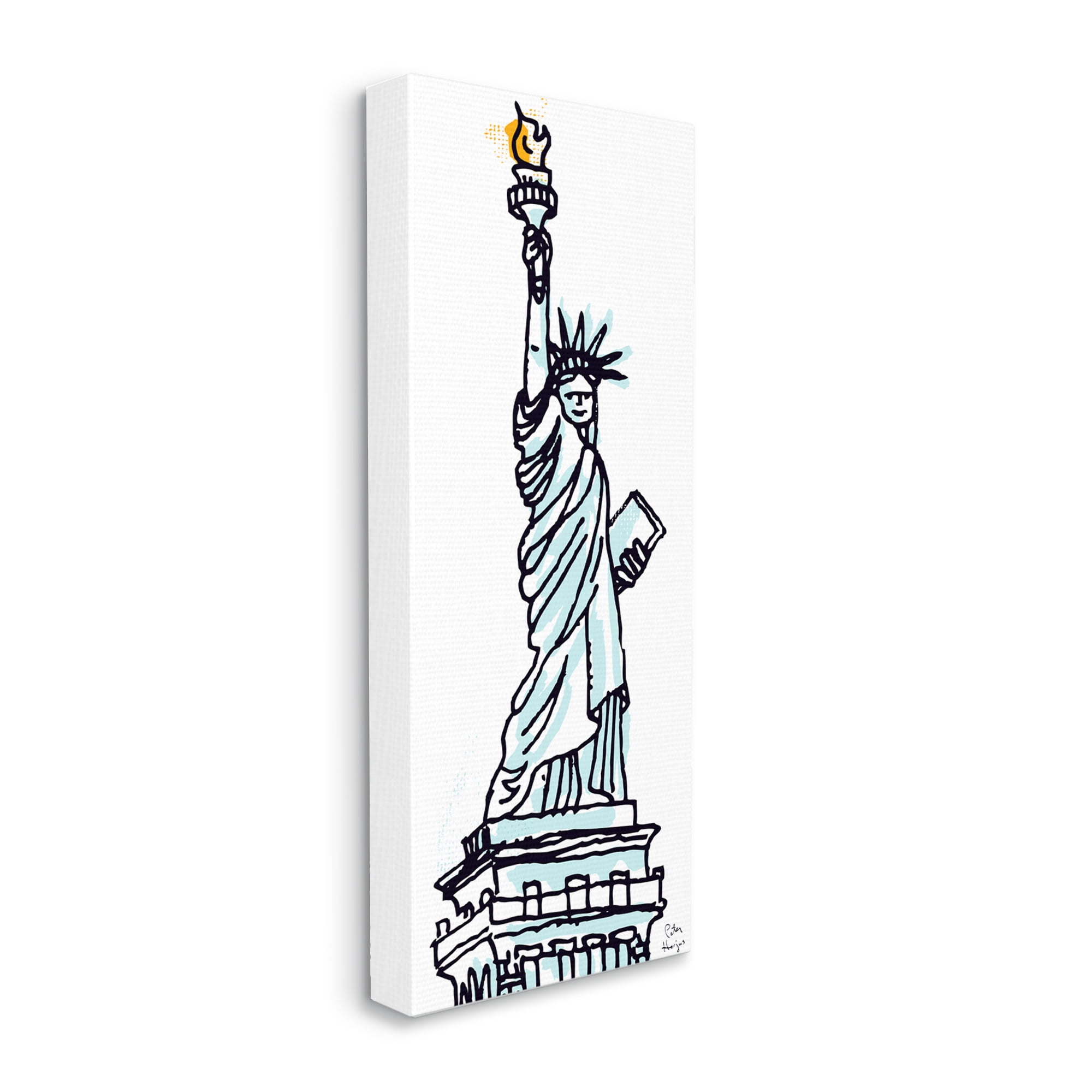 Stupell Industries Minimal Statue of Liberty Town & City Painting Gallery Wrapped Canvas Print Wall Art, 17 x 40
