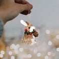 thumbnail image 5 of 1 Pc Woodland Animal Xmas Ornament Sisal Straw Rustic, Classic Farmhouse Sisal Straw Friends Animal Figurine with Pinecone Berry, Neutral Rustic Forest Hanging Accessory, Trees, Wreaths, 2D, 5 of 6