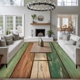 thumbnail image 3 of Large Area Rugs for Living Room Bedroom, Farmhouse Dark Sage Green Brown 8'x10' Rug Washable Carpet Runner Indoor Outdoor, Vintage Wooden Striped Non Slip Floor Mats Rug for Kitchen, Patio, 3 of 8