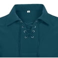 thumbnail image 4 of SAWOBUUN Men's Vintage Shirt V Neck Lacing Long Sleeve Solid Top Adjustable Drawstring Cuffs Casual Shirt, 4 of 4