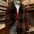 thumbnail image 6 of Christmas Outfits for Men Corduroy Suit Blazers Notched Button Up Long Sleeve Snowflakes Plaid Party Dressy Jacket (XL, Red F), 6 of 7