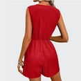 thumbnail image 6 of Fancifize Women V Neck Jumpsuit Sleeveless Dressy Romper Tie Waist Summer Night Out Outfit with Pockets L,Red, 6 of 8