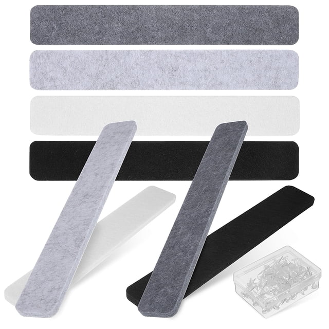 8Pcs Self adhesive Felt Pin Board Strips with 50 Clear Push Pins for Memos Notes Photos