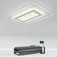 thumbnail image 6 of 35.4x23.6in White Rectangular Flush Mount Ceiling Light, Remote Dimmable with Tri-Color LED (3000K-6000K), Petal-Textured Acrylic Shade for Dining Room, Bedroom, Living Room, 6 of 13