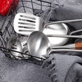 thumbnail image 4 of Juego de 5 utensilios de cocina de acero inoxidable con espátula y espumadera para pasta, wok, espátula, cucharón y mango de madera aptos para lavavajillas, 4 of 5