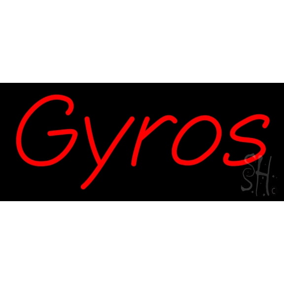 Gyros LED Neon Sign 6 x 15 - inches, Clear Edge Cut Acrylic Backing, with Dimmer - Bright and Premium built indoor LED Neon Sign for restaurant window and interior decor.