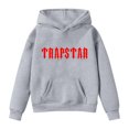 thumbnail image 2 of Hauts pour Enfants Trapstar Chandails à Capuchon pour Enfants Chandails Graphiques à Manches Longues Amples Trapstar Chandails à Capuchon Style Rue Hip-hop Chandails à Enfiler Filles Garçons Chandails à Capuchon (Gris, 100), 2 of 3
