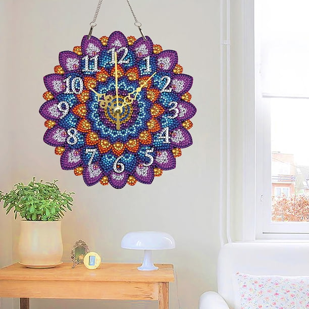 Cuadros Decorativos Pintura de reloj de diamante de cristal DIY por Kits de números 5D Mandala decoración de sala de estar DQrwqpou embutido en tela