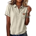 thumbnail image 2 of ZUBKTE Women's Short Sleeve V-Neck Business Casual Work Collared Tops S-2XL, 2 of 7