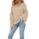 thumbnail image 4 of VISgogo Suéter de talla grande para mujer, suéter de punto con flecos de cuello redondo de manga larga de color sólido informal VISgogo moda, 4 of 6