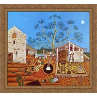 The Farm 30x28 Large Gold Ornate Wood Framed Canvas Art by Joan Miro