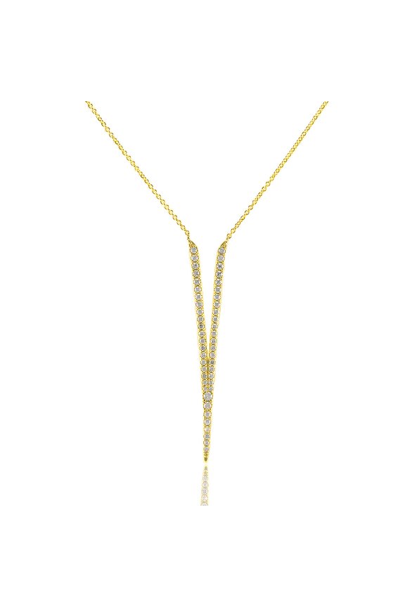 Inc Cubic Zirconia Gold Pointed V Drop Pendant Necklace for Women, Teens