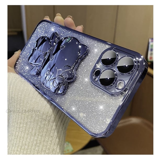 Funda Para IPhone 11 12 13 Pro Max 14 Plus Espejo De Maquillaje De Hello Kitty De Lujo Con Cambio Gradual De Silicona