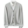 thumbnail image 6 of Men's Knit Cardigan Sweater Button Up Casual Loose Outfit for Fall & Spring(Grey M), 6 of 6