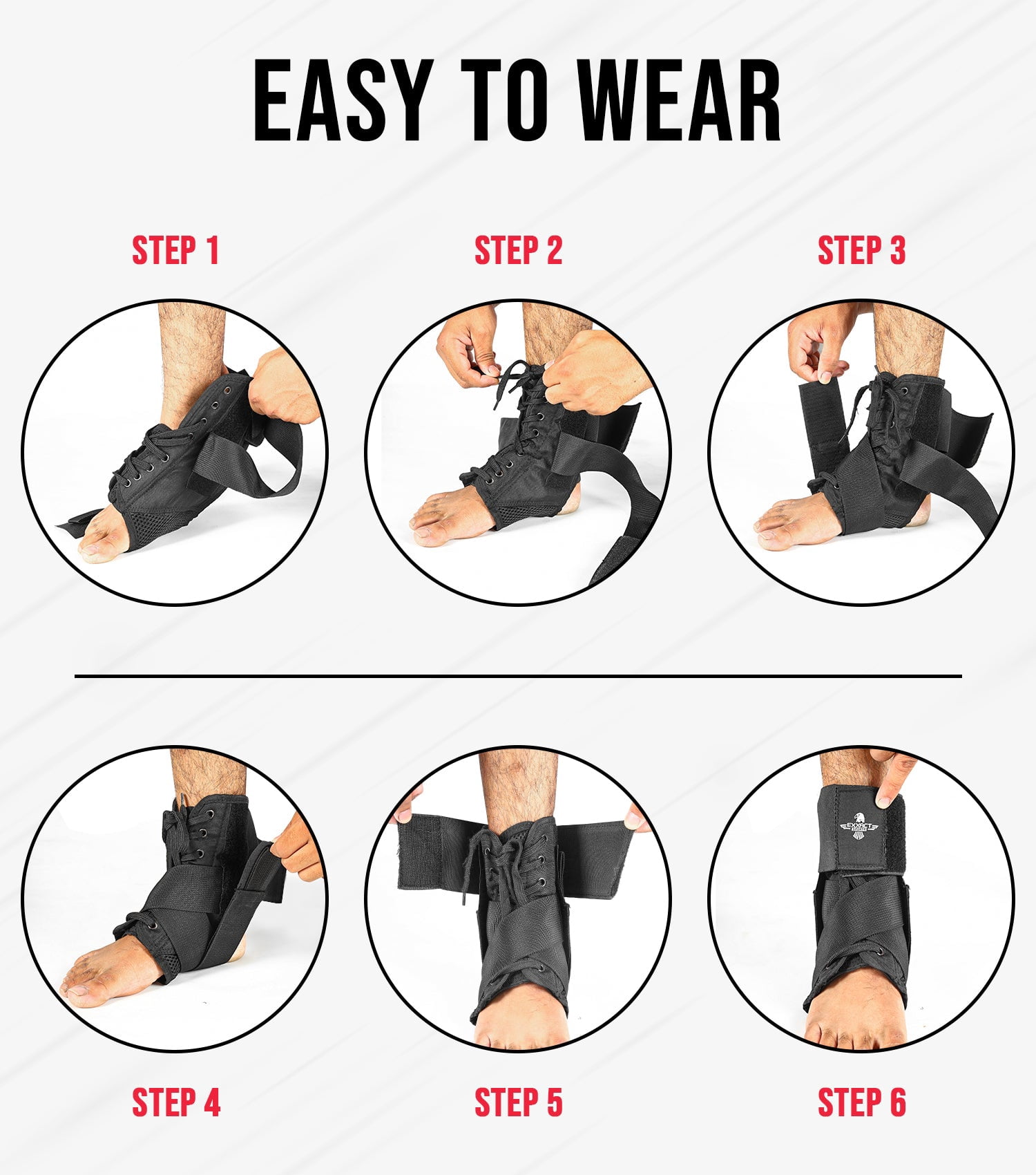 Exxact Sports Ankle Brace Adjustable Lace Up Ankle Brace for Running, Sprain,Basketball, Injury Recovery, Ankle Support Brace and Stabilizer for Men, Women, and Children (Black, Large)