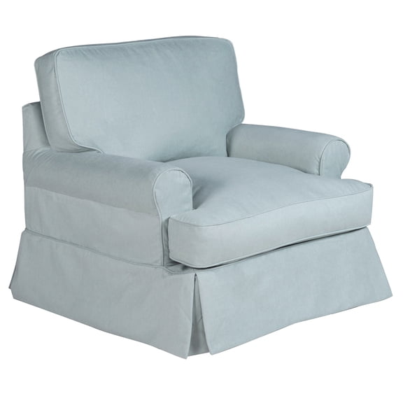 Sunset Trading Horizon Slipcovered T-Cushion Chair | Stain Resistant Performance Fabric | Ocean Blue