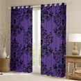 thumbnail image 2 of jejeloiu Baroque Floral Blackout Curtains Set of 2 (52x84 Each),Damask Flower Print Window Curtains,Black Skull Skeleton Curtains and Drapes For Adults,Ultra Soft Bedroom Decoration, 2 of 6