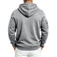 thumbnail image 7 of FENGYOU Mens Heavyweight Fleece Lined Zip Up Hoodie Loose Fit Hooded Sweatshirt Multi Pocket Casual Jacket Outerwear Light Gray 3XL, 7 of 7
