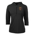 thumbnail image 2 of Women's-Cutter & Buck  Black Real Salt Lake Virtue Eco Pique Recycled Half-Zip Pullover Hoodie, 2 of 3