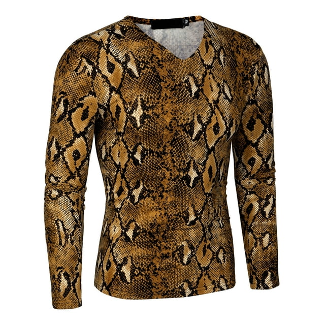 INSPIRE CHIC T-Shirt Ajusté à Imprimé Léopard pour Homme Marron Petit