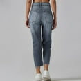 thumbnail image 4 of Womens High Waisted Washed Jean Elastic Waist Stretchy Straight Leg Pull on Pants Trendy Baggy Loose Denim Pants, 4 of 7