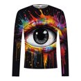 thumbnail image 2 of Chemise pour Hommes Adulte Homme Extra Grand Mode Simple Loisirs Impression Numérique 3D T-Shirt à Manches Longues et Col Rond Vêtements (Noir, TTG), 2 of 4