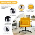 thumbnail image 4 of Criss Cross Office Chairs with Armrest and Wheels, Comfty Desk Chair with Ergonomic Back and Adjustable Height, Rolling Linen Fabric Chair for  Bedroom, Study Room, Yellow, 4 of 6