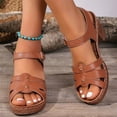 thumbnail image 6 of LOVZFMLL Women's Sandals Casual Outdoor Walking Beach Vacation Sandals Open Toe Ankle Strap Chunky Block Heels Sandals Brown 7.5, 6 of 9