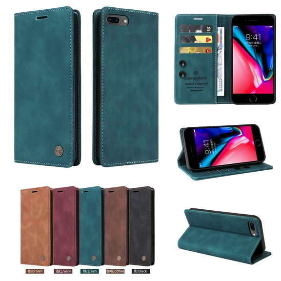 TECH CIRCLE For iPhone 8 Plus/7  Wallet case,PU Leather Flip Folio Case with Card Holders RFID Blocking Kickstand Shockproof TPU Inner Shell Phone Cover forApple iPhone 8 Plus/7 Plus 5.5",Green