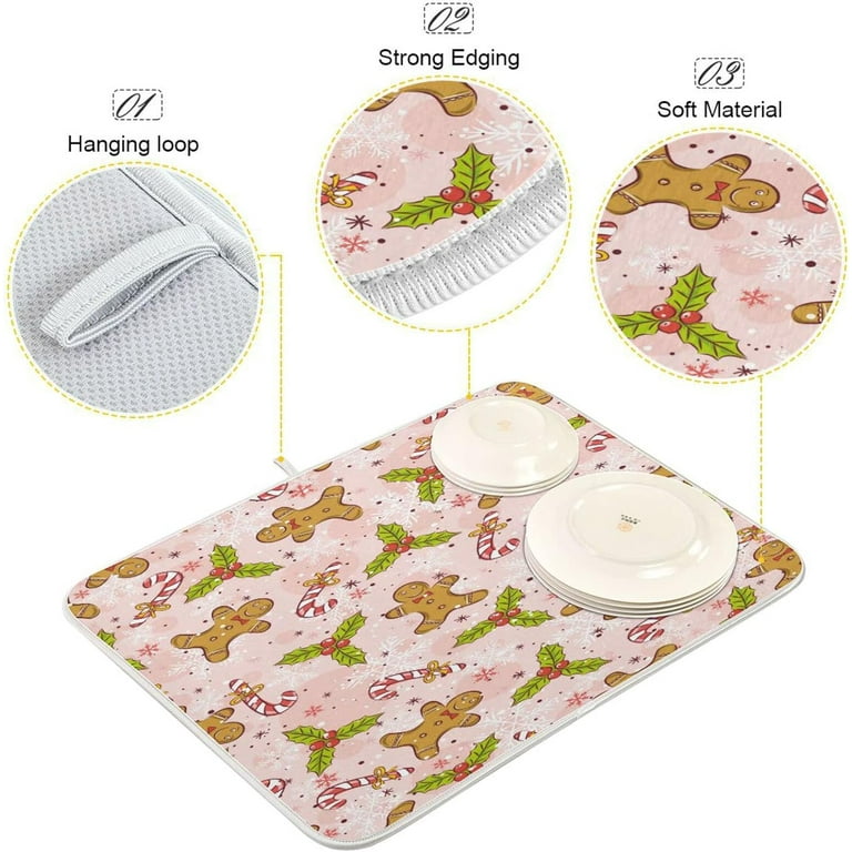 Christmas Pattern Drain Pad Placemats for Table Silicone Mat Kitchen  Countertop Tablemat Coffee Cup Coasters Dish Drying Mats - AliExpress