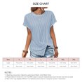 thumbnail image 5 of Top de manga corta para mujer, camisa con cuello redondo y dobladillo dividido, camisa informal de Color puro, Top holgado de verano, azul claro XXL, 5 of 5