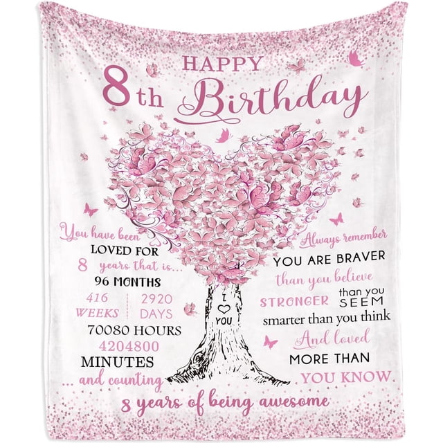 LHSHID 8 Year Old Girl Birthday Gift Blanket Gifts for 8 Year Old Girls 8 Year Old Girl Gifts Birthday Gifts for 8 Year Old Girl 8th Birthday Gifts for Girl Best Party Gift Ideas for Age 8 50x60in