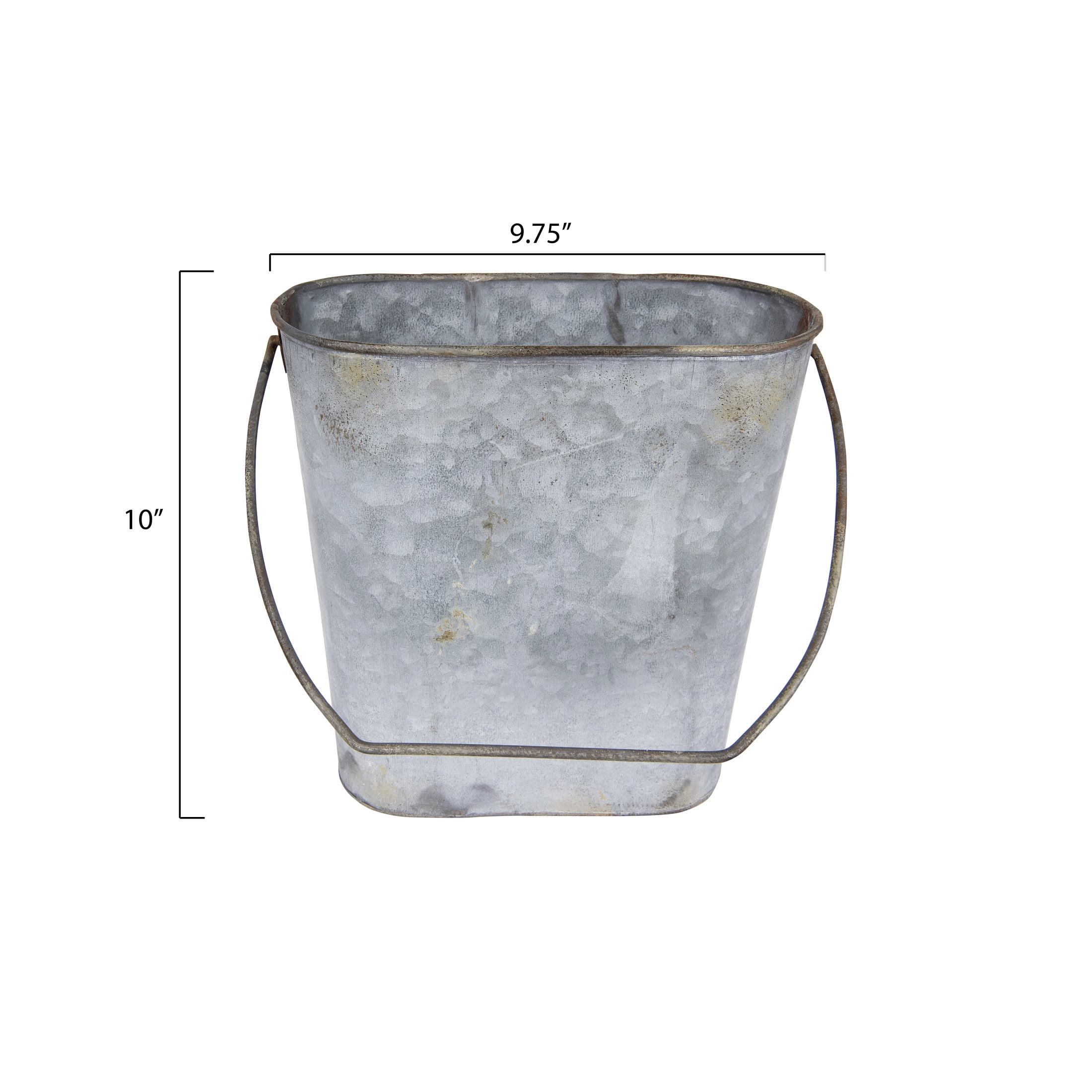 Creative Co-Op Metal Toilet Paper Holder Wall Rack and Bucket, Antique Zinc