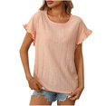 thumbnail image 2 of kttectoa Hollow Out Loose Casual Tunic Tops Womens Shirts Graphic Blouse Tops Crewneck Ruffle Sleeve T Shirts for Women Loose Flowy Go to School, 2 of 8