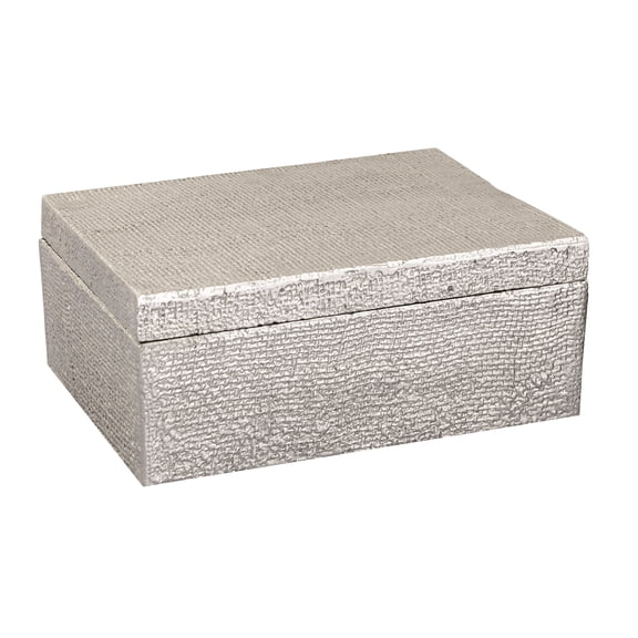Elk Home Square Linen Texture Decorative Storage Box with Lid in Nickel Finish, 11in W