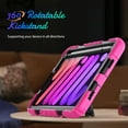 thumbnail image 5 of 3 Layer Case for iPad Pro 10.5 2017/Air 3 2019, for Kids Heavy Duty Protective Case with Screen Protector & Stylus Holder & 360 Rotating Stand and Hand/Shoulder Strap Cover, Rose, 5 of 9